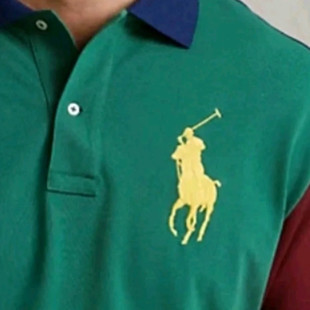 Polo Ralph Lauren Rugby Polo Shirt Men XXL Big Pony 90s Colorblock Green Preppy